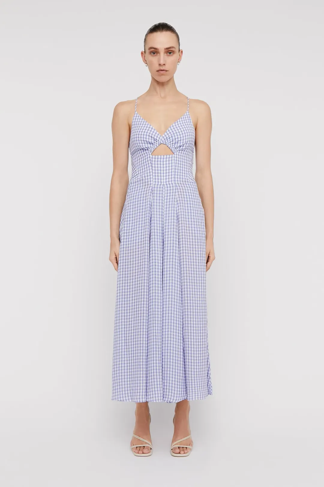 Scanlan Theodore Strappy Gingham Dress Mauve Size 6 for rent on The Volte - main image