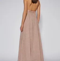 Scanlan Theodore Italian Linen Shoestring Dress Cappuccino Size 6 for rent on The Volte - image 3