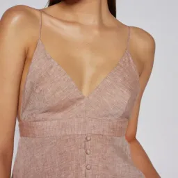 Scanlan Theodore Italian Linen Shoestring Dress Cappuccino Size 6 for rent on The Volte - image 4