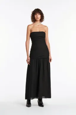 Sir the Label Clemence Gathered Midi Dress Black Size 0 / AU 6 for rent on The Volte - image 1