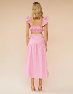Suboo Rosanna Cut Out Ruffle Maxi Dress Pink Size XS / AU 6 for rent on The Volte - image 3