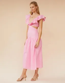 Suboo Rosanna Cut Out Ruffle Maxi Dress Pink Size XS / AU 6 for rent on The Volte - image 2
