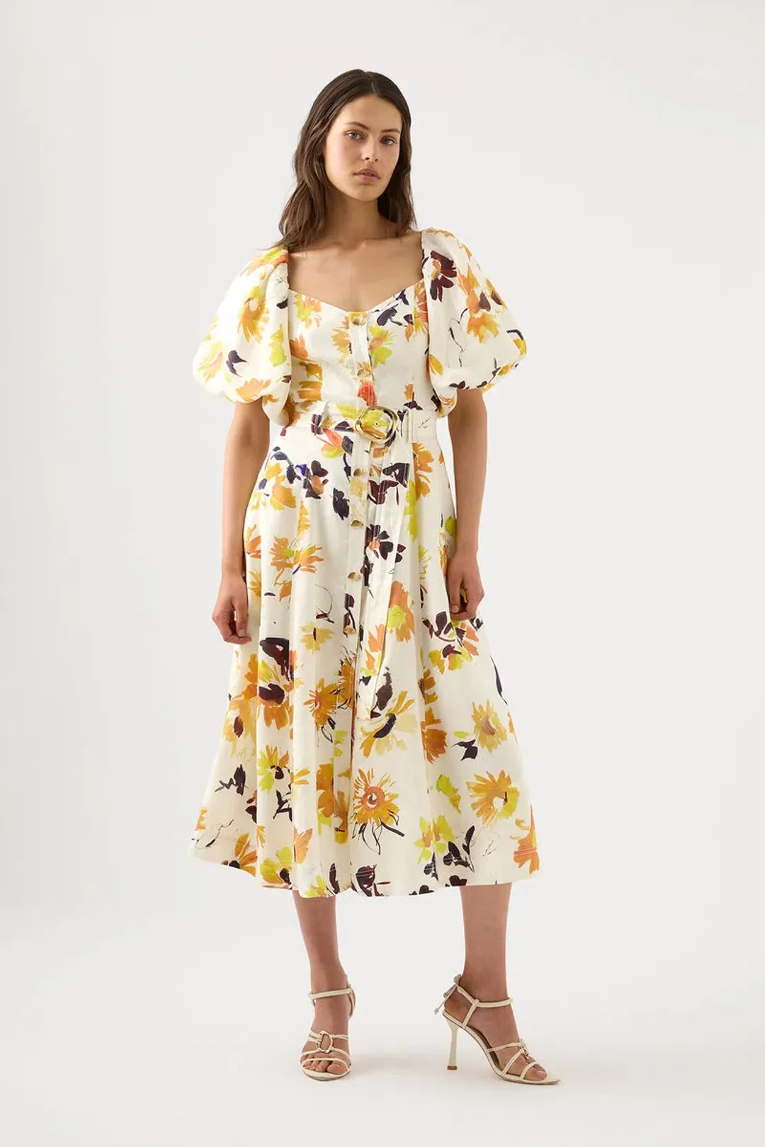 Aje Soleil Belted Midi Dress Size 16 for rent on The Volte - main image