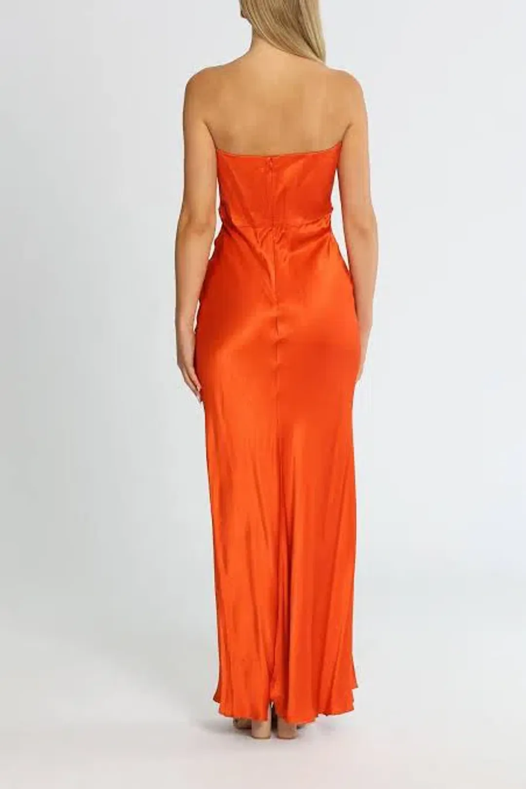 Bec & Bridge Lila Strapless Maxi Dress Blood Orange Size 10 for rent on The Volte - main image