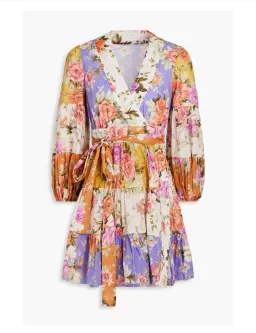 Zimmermann Pattie Wrap Mini Dress Floral Size 3/ Au 14 for rent on The Volte - image 3