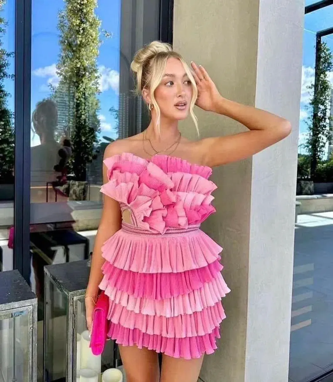Eliya the Label Josephine Mini Dress in Pink Size M / AU 10 for rent on The Volte - main image