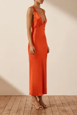 Shona Joy Milo Plunge Cross Back Dress Hibiscus Size 10 for rent on The Volte - image 2