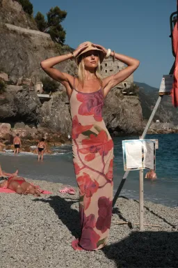 With Harper Lu Slip Dress Mesh Fuchsia Bloom Size XS/AU 6 for rent on The Volte - image 2