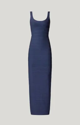 Herve Leger Navy Round Neck Gown Size XXS/AU 4 for rent on The Volte - image 4