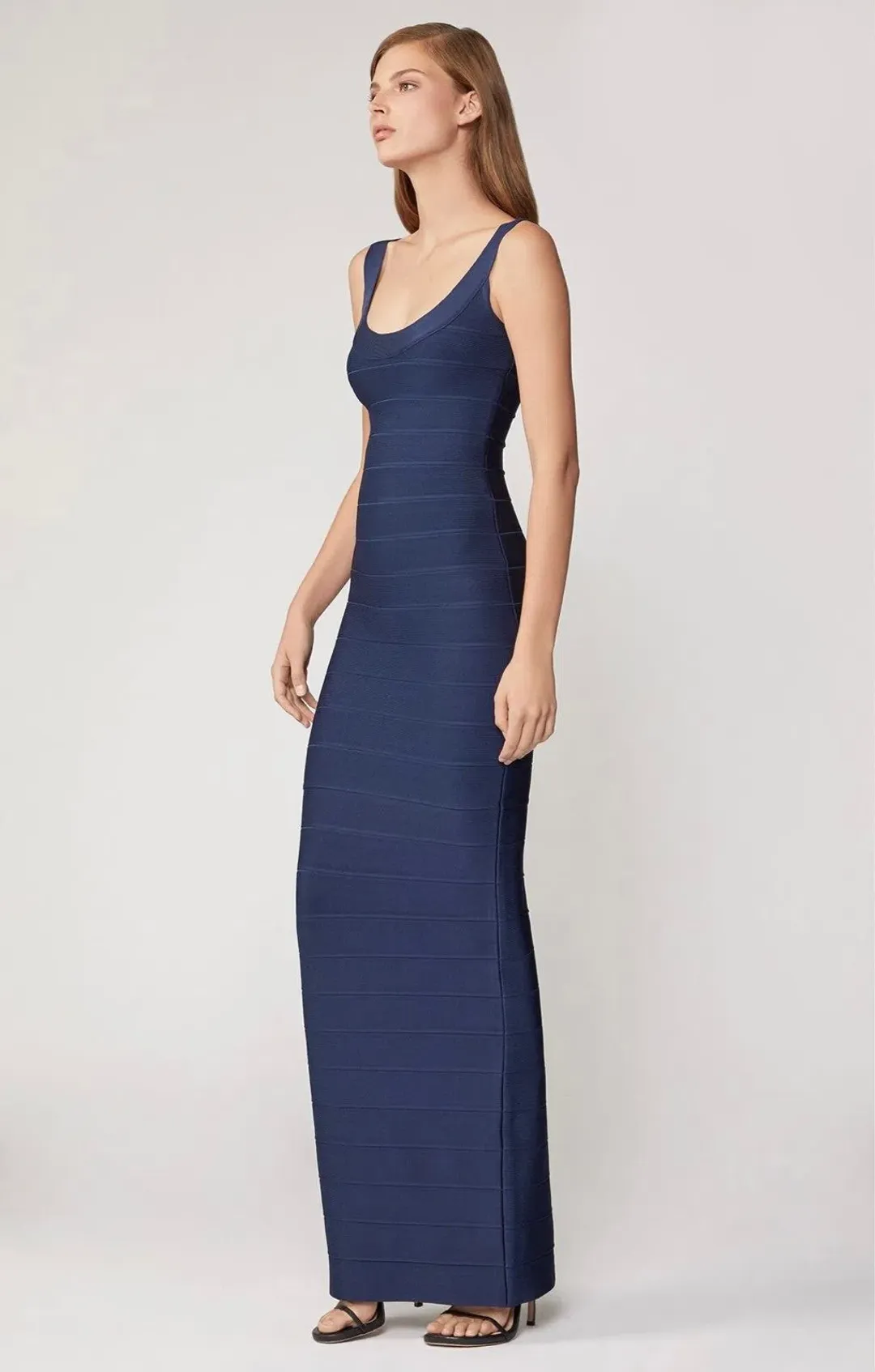 Herve Leger Navy Round Neck Gown Size XXS/AU 4 for rent on The Volte - main image