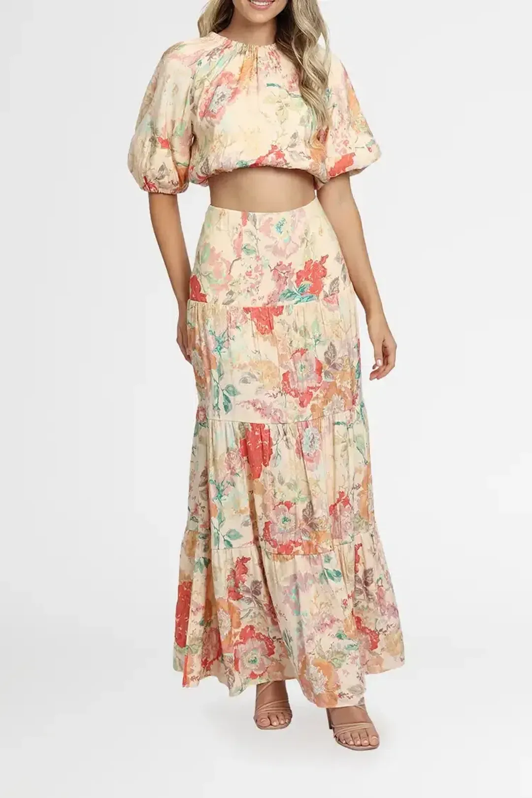 Significant Other Salvador Top and Skirt Set Picnic Peonies Multi Print Size 12 for rent on The Volte - main image