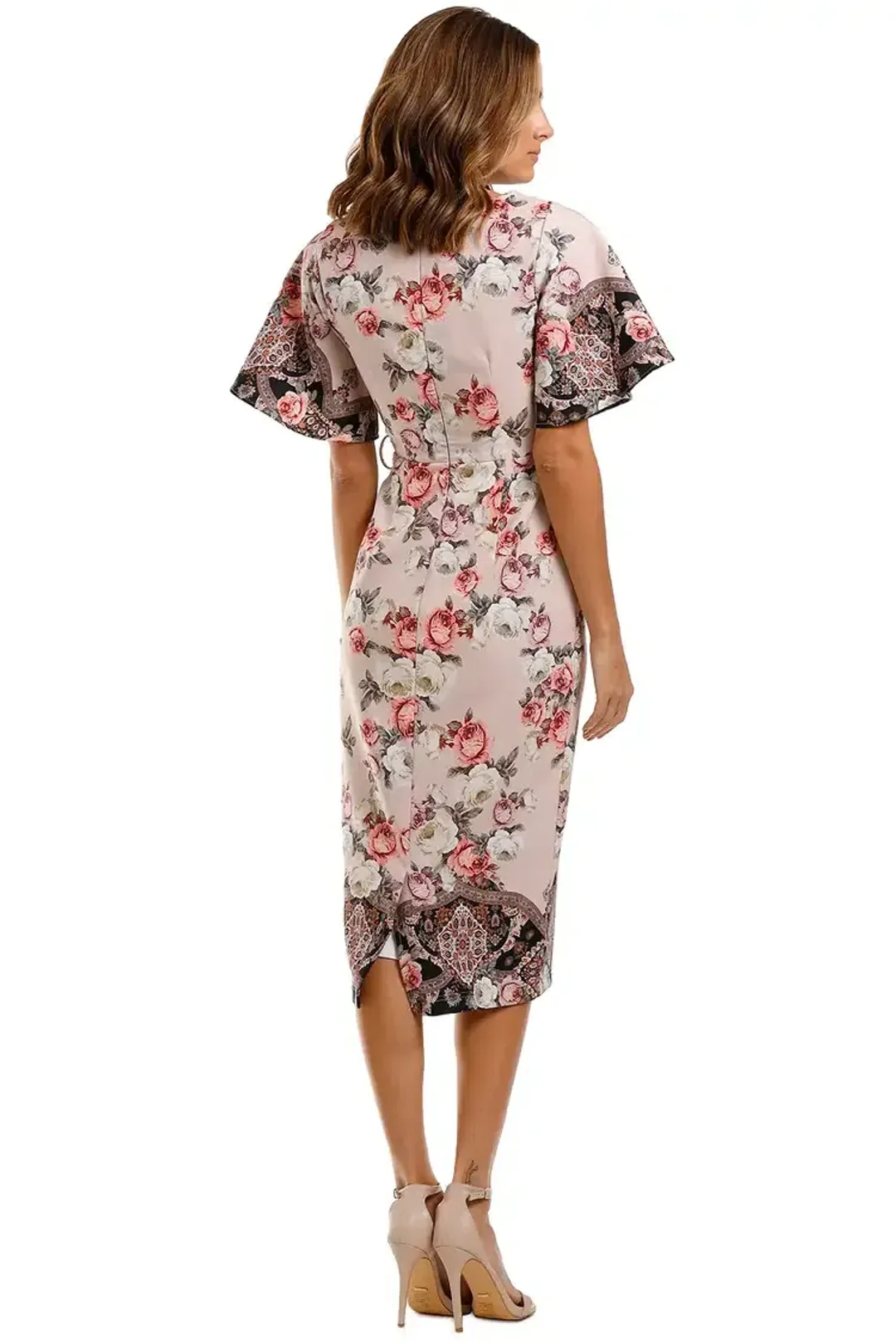Pasduchas Chichi Sleeve Midi Dress Blush Size 14 for rent on The Volte - main image