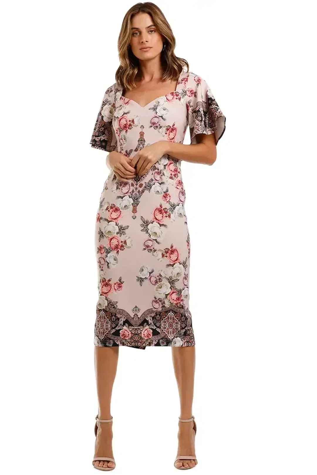 Pasduchas Chichi Sleeve Midi Dress Blush Size 14 for rent on The Volte - main image
