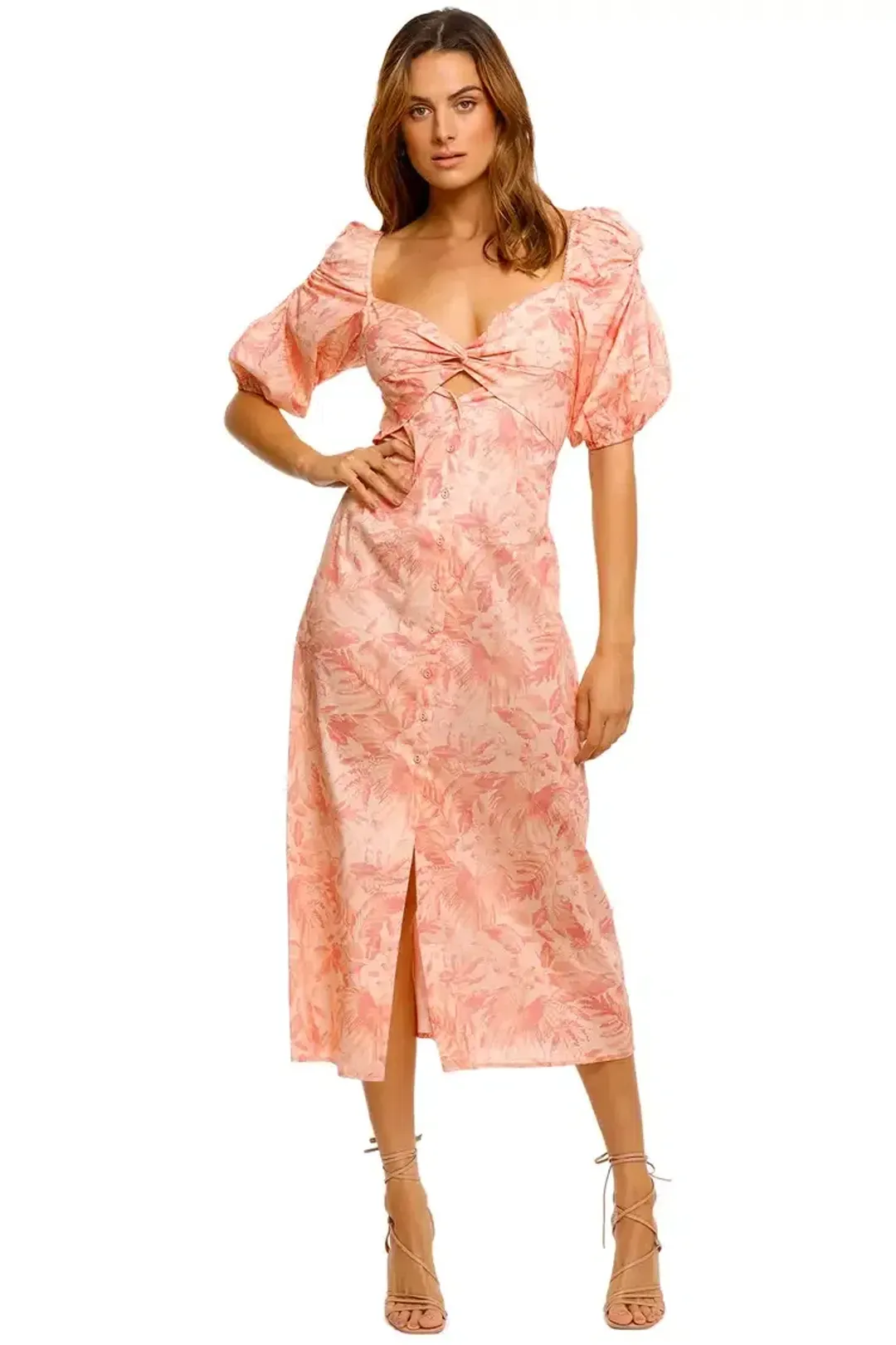 Pasduchas Aviary Midi Pink Print Size 8 for rent on The Volte - main image