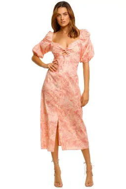 Pasduchas Aviary Midi Pink Print Size 8 for rent on The Volte - image 1