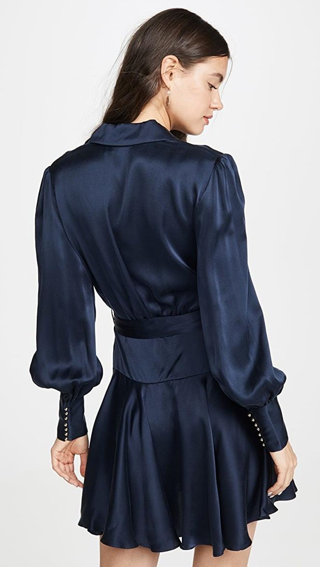 Zimmermann Silk Wrap Mini Dress Navy Blue Size 14 for rent on The Volte - main image