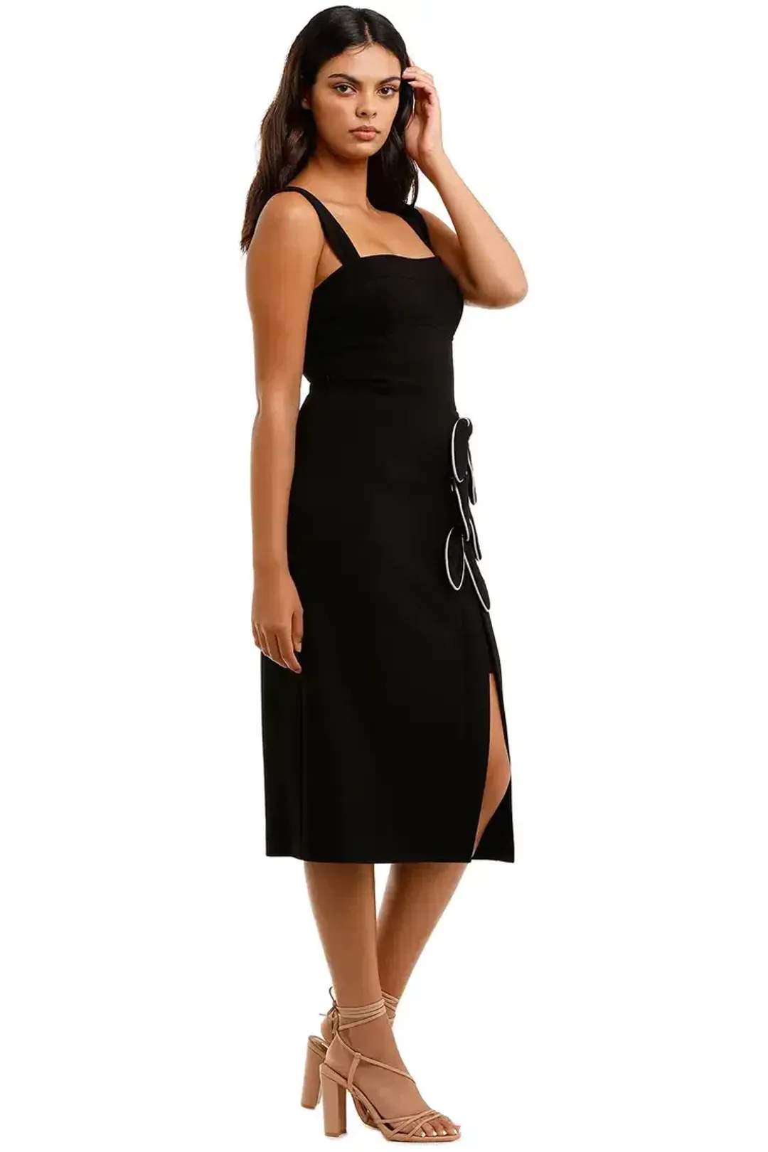 Rebecca Vallance Celeste Tie Midi Dress Black and White Size 14 for rent on The Volte - main image