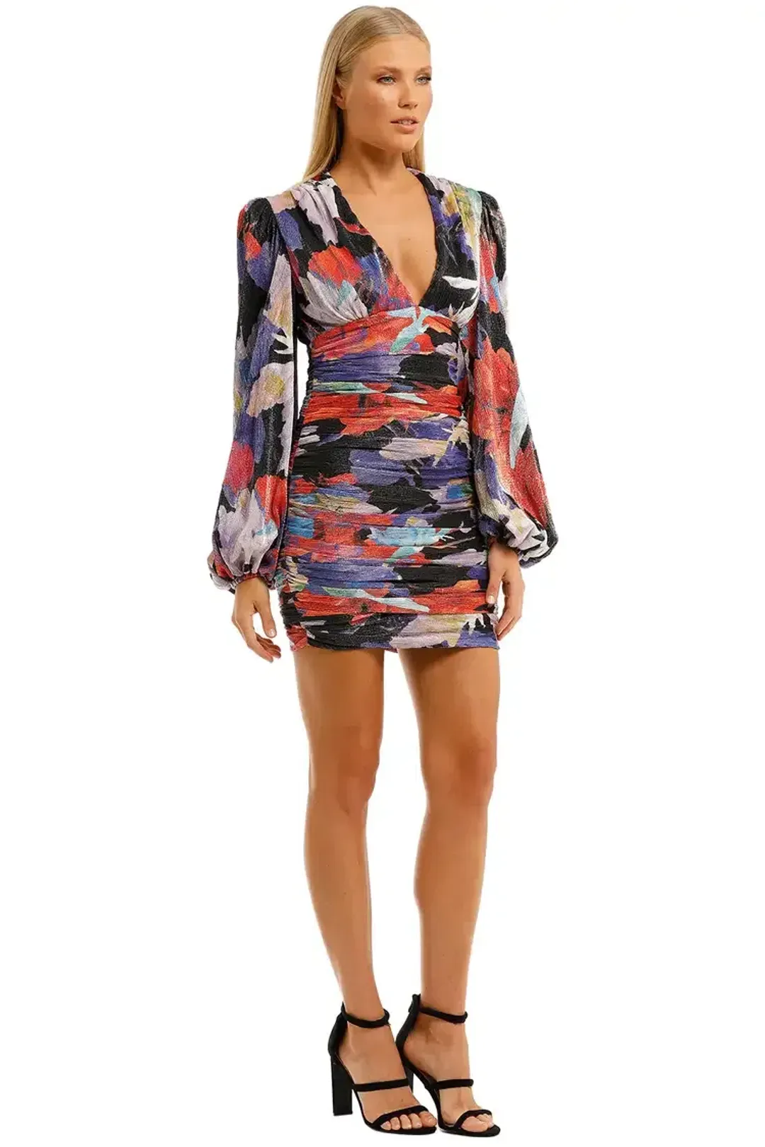 Rebecca Vallance Belladonna LS Mini Dress Print Multi Print Size 12 for rent on The Volte - main image