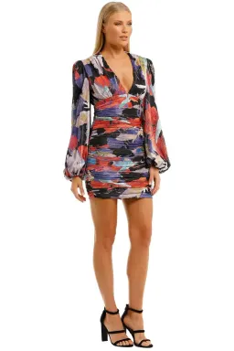 Rebecca Vallance Belladonna LS Mini Dress Print Multi Print Size 8 for rent on The Volte - image 2