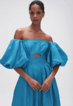 Aje Eugenie Off Shoulder Midi Dress Blue Size 16 for rent on The Volte - image 2