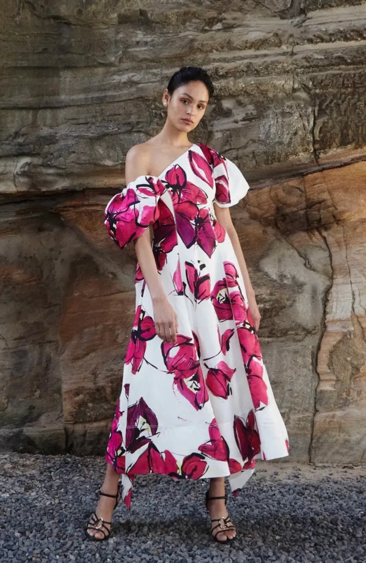 Aje Arista Tulip Sleeve Midi Dress Floral Size 16 for rent on The Volte - main image