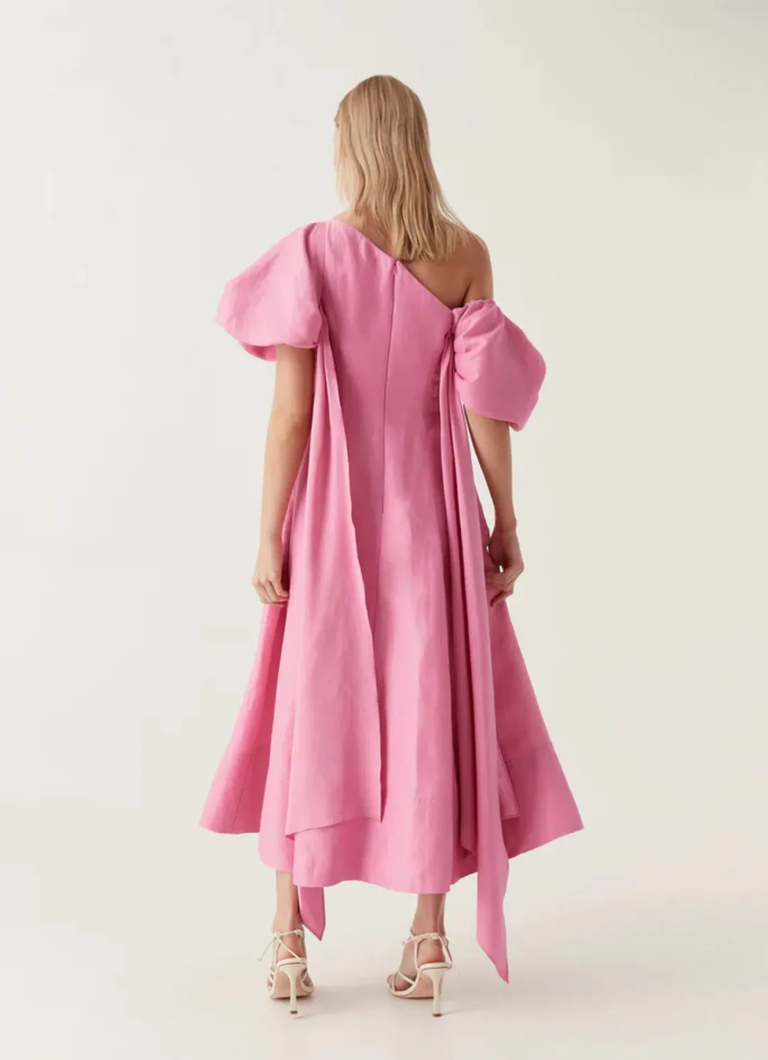 Aje Arista Tulip Sleeve Midi Dress pink Size 16 for rent on The Volte - main image
