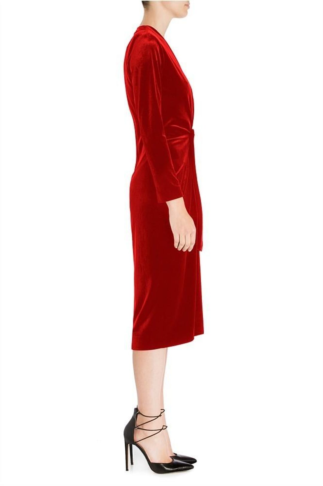 Carla Zampatti Flame Velvet Dress Red Size 8 for rent on The Volte - main image