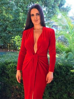 Carla Zampatti Flame Velvet Dress Red Size 8 for rent on The Volte - image 5