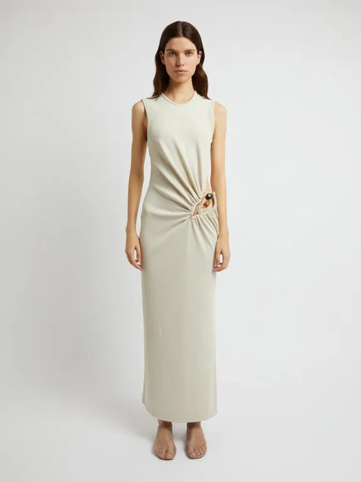 Christopher Esber Float Buckle Tank Dress Cream Size 6 for rent on The Volte - main image