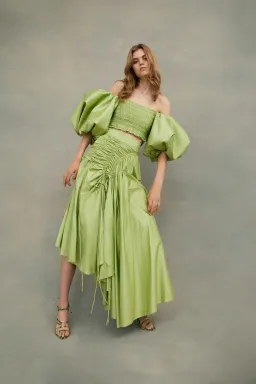 Aje Siren Cropped Top and Midi Skirt Set Green Size 4 for rent on The Volte - image 1