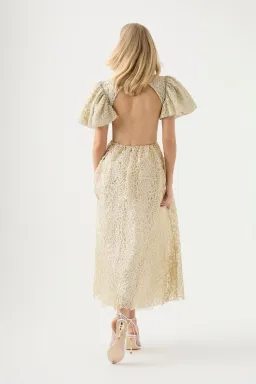 Aje Patina Lace Midi Dress Ivory Size AU 14 for rent on The Volte - image 3