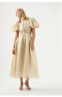 Aje Patina Lace Midi Dress Ivory Size AU 14 for rent on The Volte - image 1