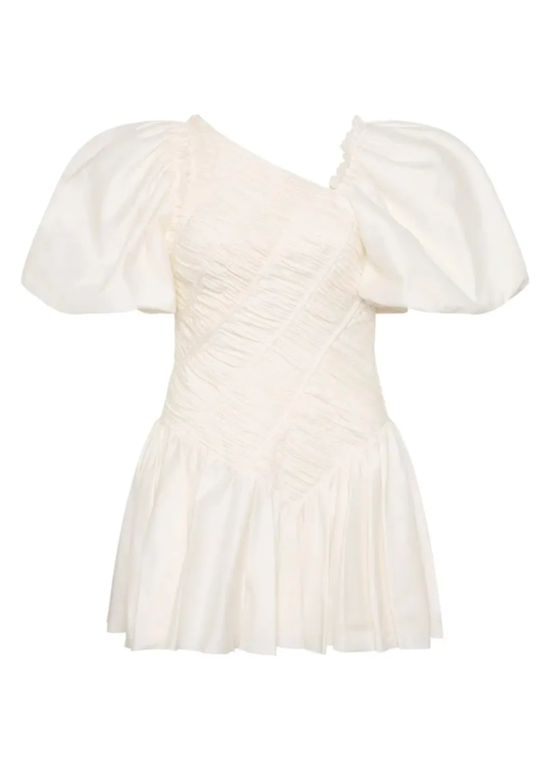 Aje Dawn Drawstring Mini hens Dress in white Ivory Size S / AU 8	 for rent on The Volte - main image