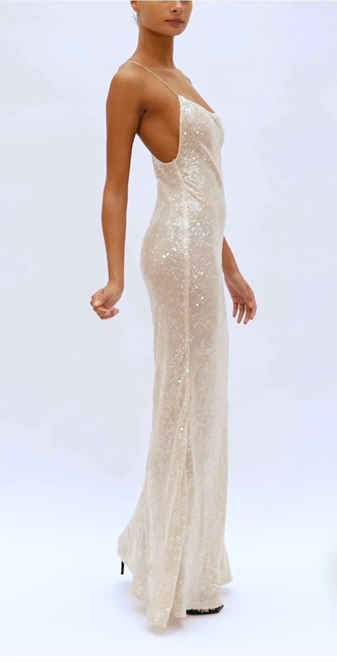 Rat & Boa Olympia Sequin Maxi Dress Ivory Size XS / AU 6 for rent on The Volte - main image