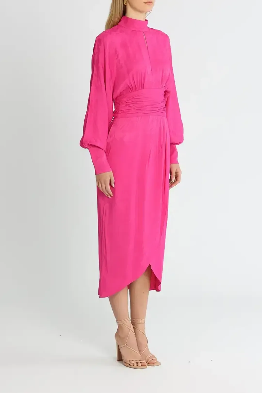 Rebecca Vallance Theresa Midi Dress Fuschia Pink Size 16 for rent on The Volte - main image