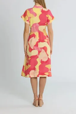 Rebecca Vallance Toretta Midi Dress Multi Print Yellow Size 16 for rent on The Volte - image 3