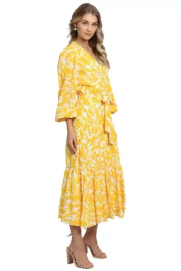 Rebecca Vallance Limoncello Midi Dress Print Yellow Size 6 for rent on The Volte - image 3