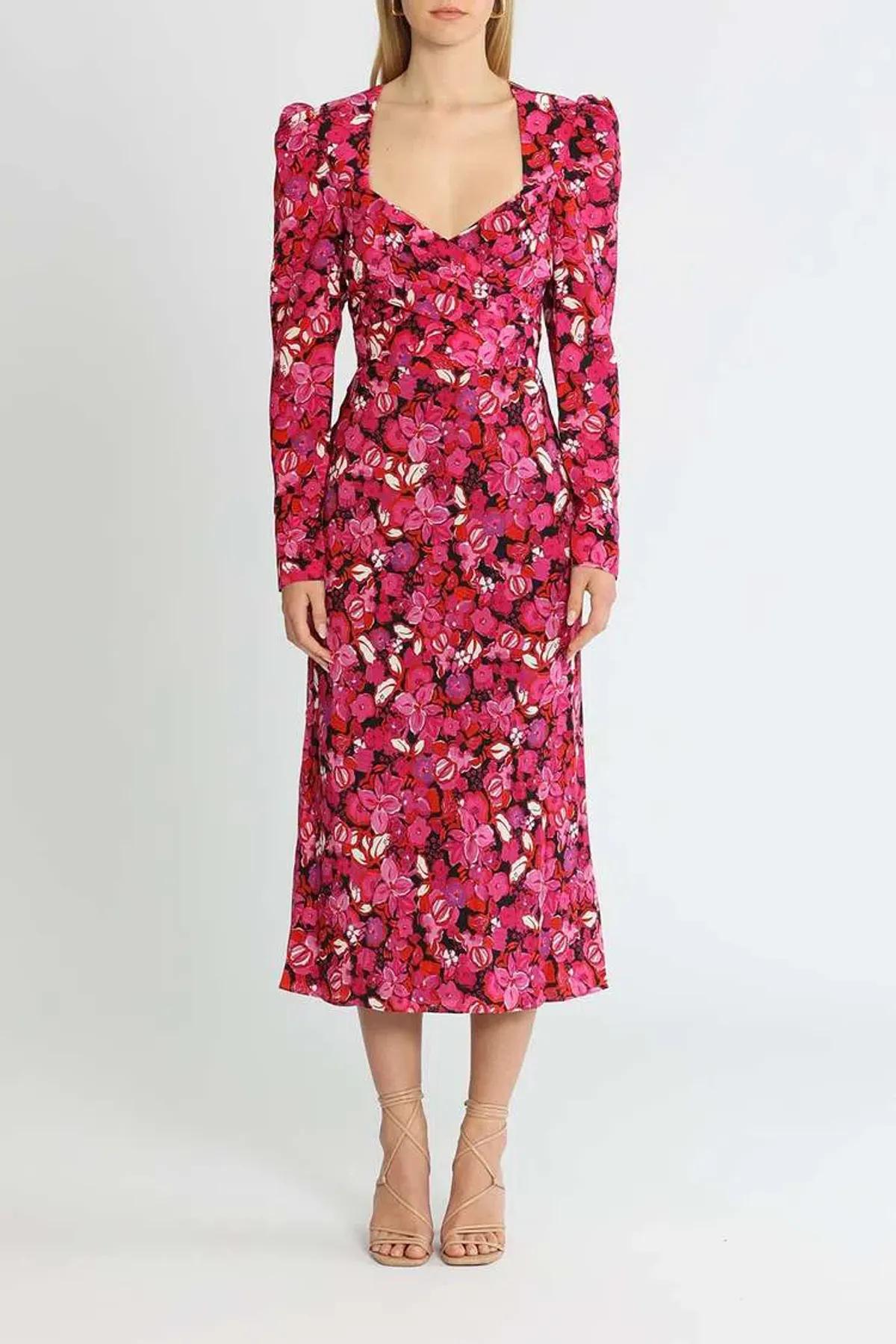 Rebecca Vallance Bramble Midi Fuschia Pink Print Size 12 for rent on The Volte - main image