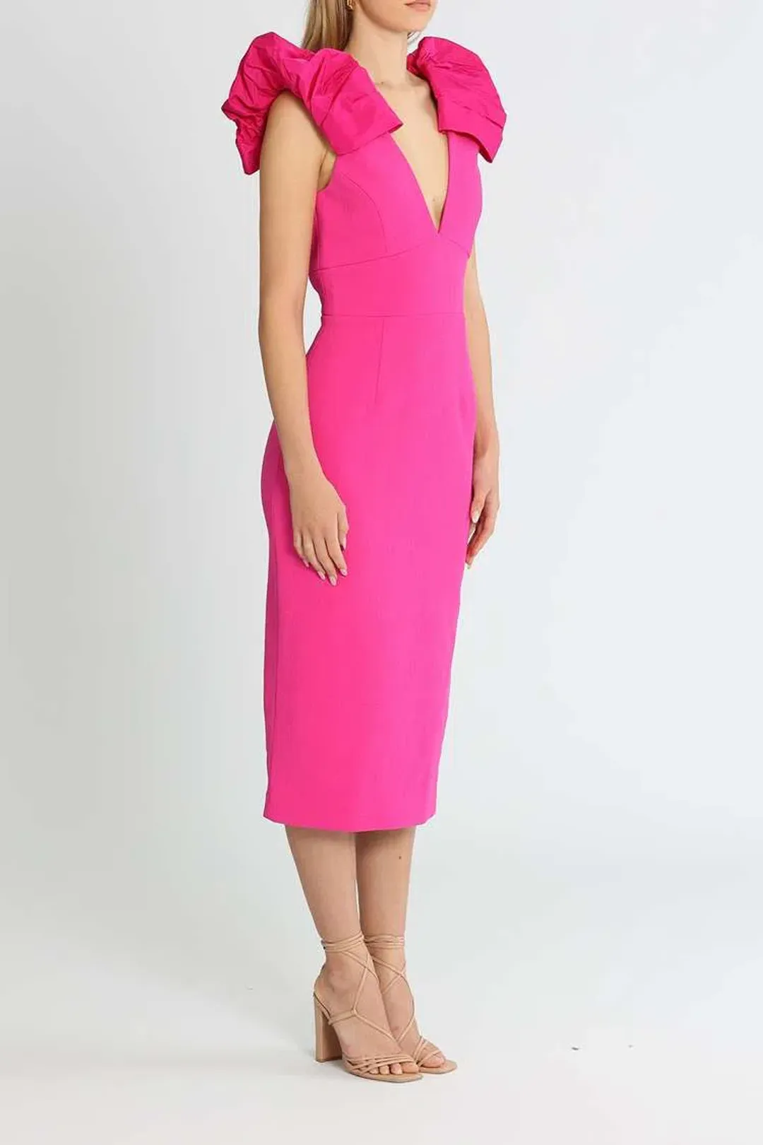 Rebecca Vallance Cupid's Bow Midi Fuschia Pink Size 8 for rent on The Volte - main image