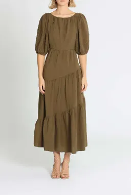 Shona Joy Juliana Midi Dress Khaki Size 14 for rent on The Volte - image 1