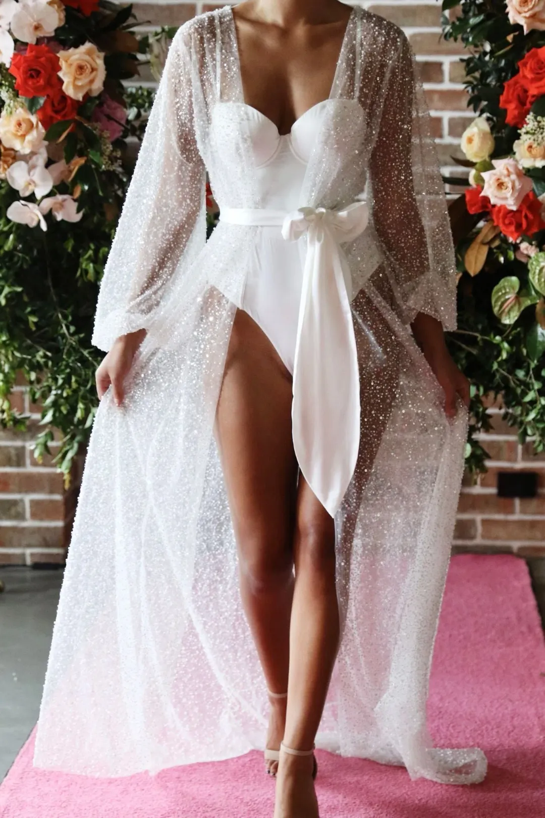 HOMEBODII Beaded Athena Bridal Robe Beaded Size 8 for rent on The Volte - main image