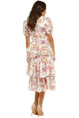 Talulah Jasmine Vines Midi Dress Jasmine Vines Multi Print Size 8  for rent on The Volte - image 3