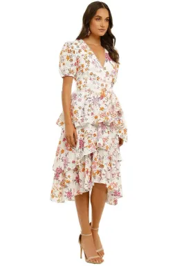 Talulah Jasmine Vines Midi Dress Jasmine Vines Multi Print Size 8  for rent on The Volte - image 2