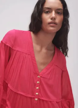 Aje Sally Tiered Plunge Midi Dress Hot Pink Size 14 for rent on The Volte - image 2