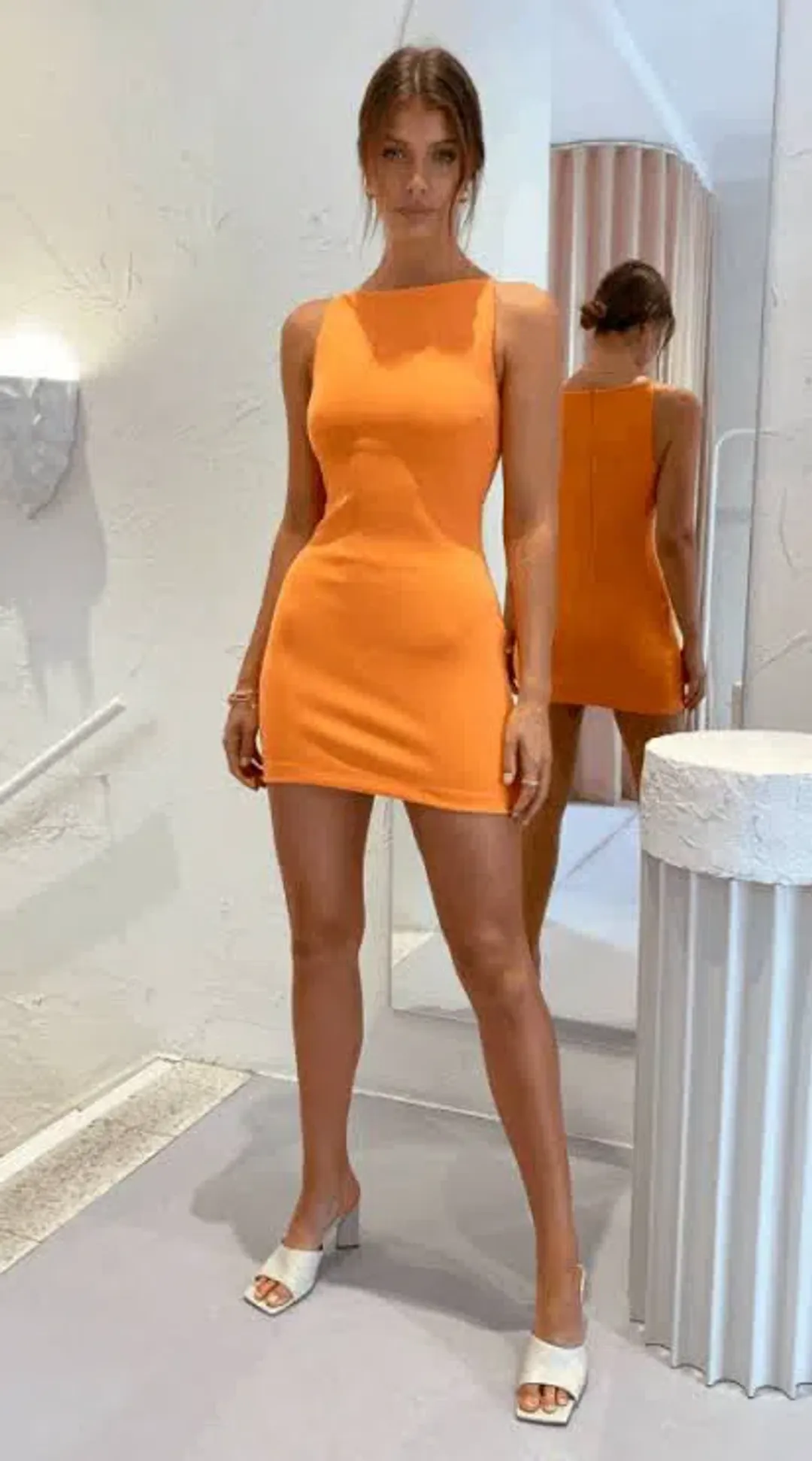 Bec & Bridge Clover Mini Dress Orange Size 12 for rent on The Volte - main image