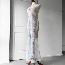 Sheike Lunar Lace Maxi Dress Ivory Size 12 for rent on The Volte - image 2