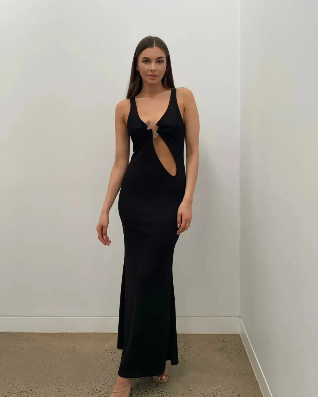 Christopher Esber Split Release Quartz Maxi Dress Black Size 6 for rent on The Volte - main image
