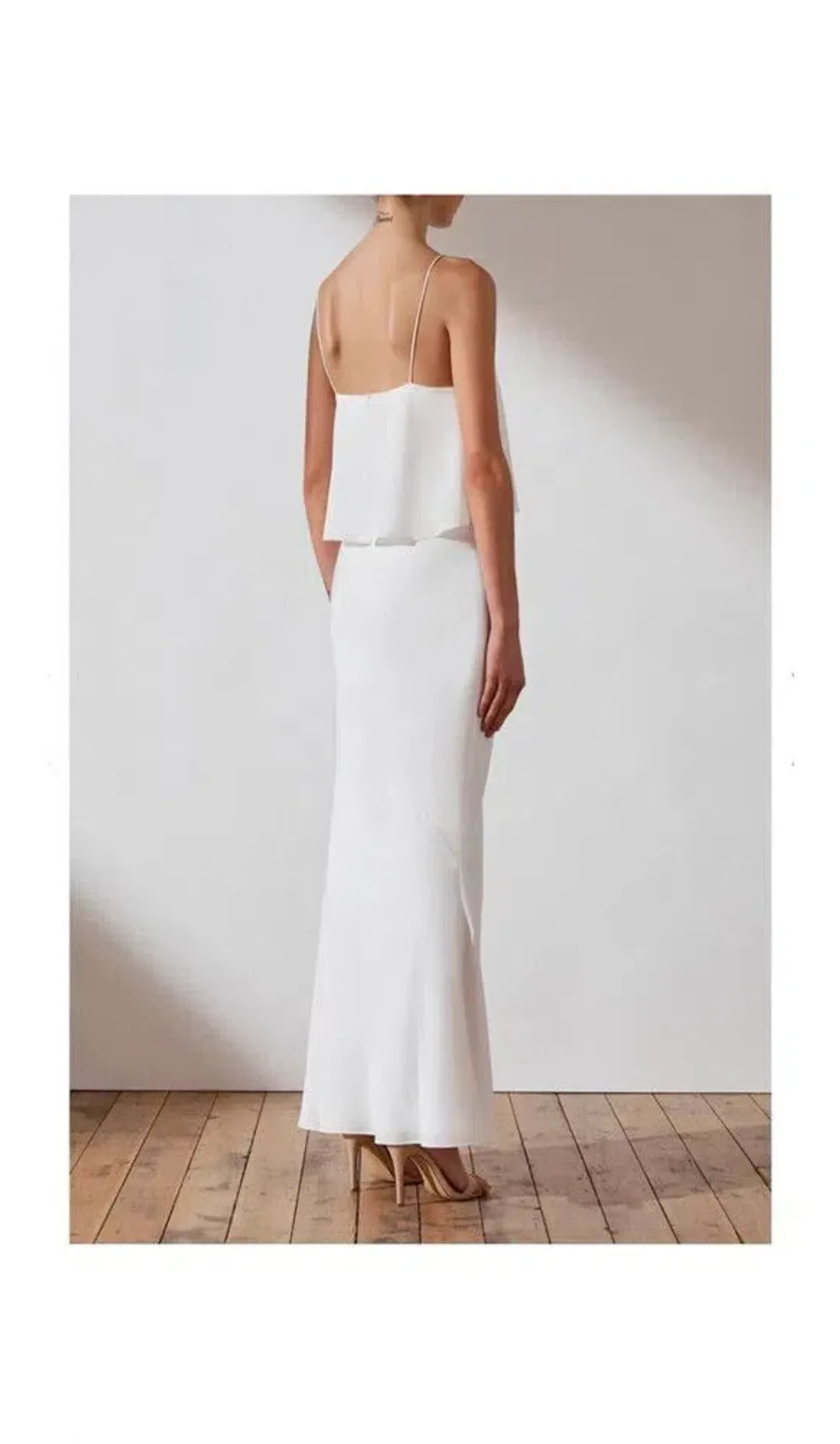Shona Joy Luxe Bias Frill Slip Dress in Ivory Size 14 for rent on The Volte - main image