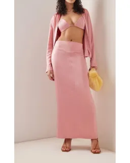 Paris Georgia Sateen Shirt, Marta Bra and Staple Skirt Set Pink Size 6 for rent on The Volte - image 1