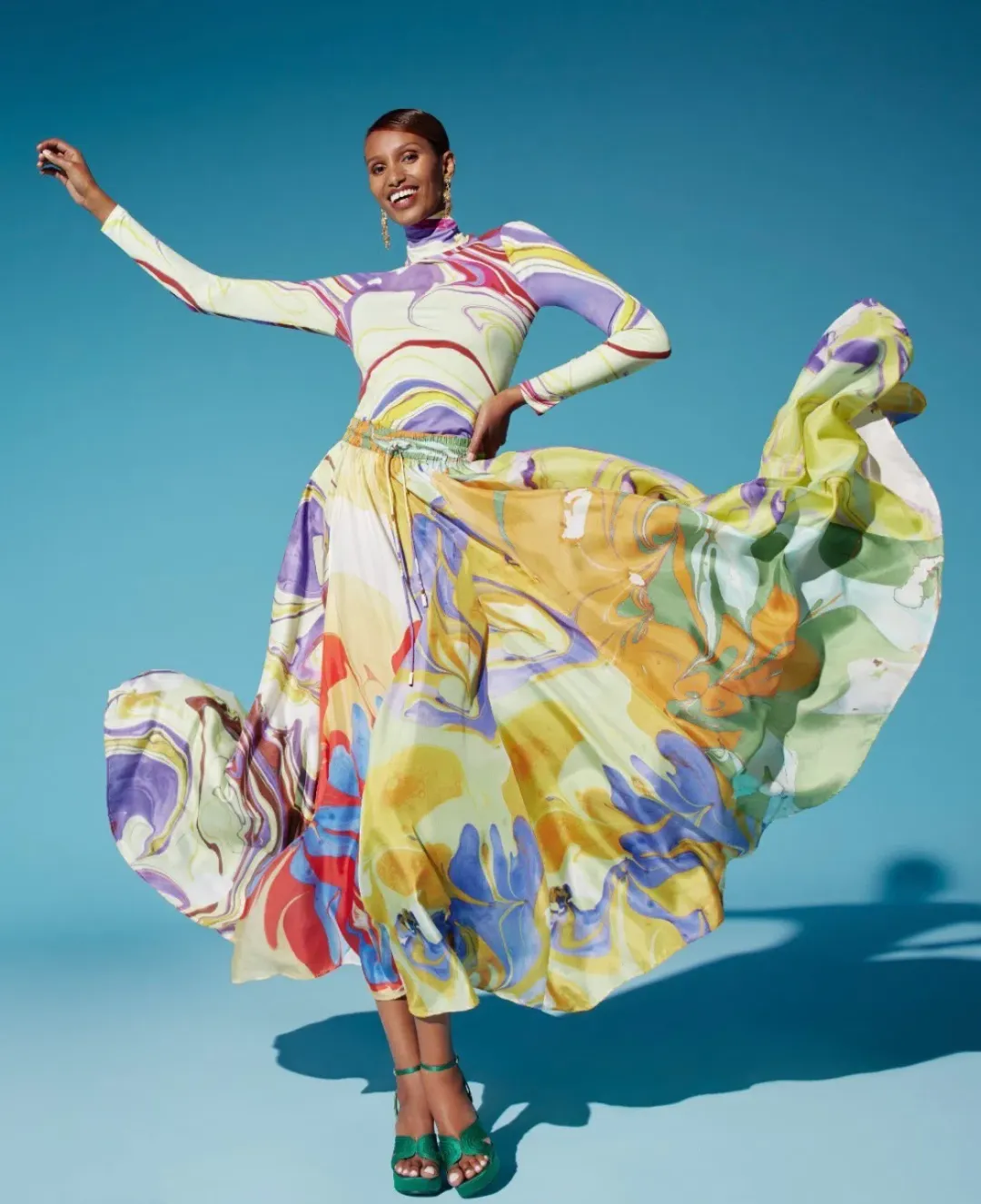 Alemais Luca Long Sleeve Top & Silk Skirt Set Multi Size 6 for rent on The Volte - main image